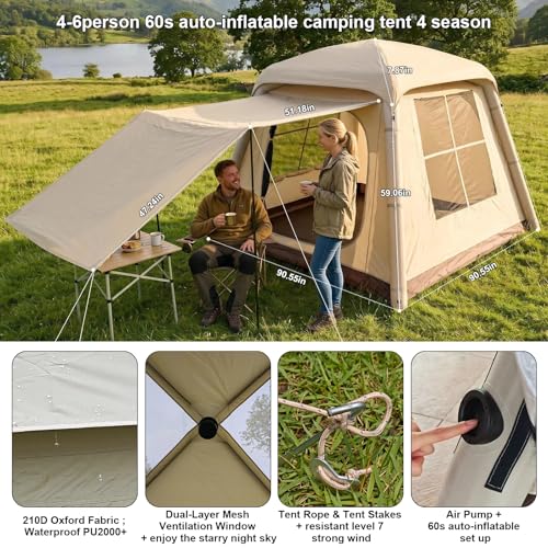 Carpa inflable portátil automática para camping 3 personas miniatura 4