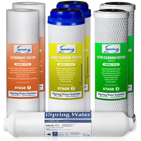 iSpring F7-GAC for Standard 5-Stage Reverse Osmosis RO Systems 1-Year Replacement Supply Filter Cartridge Pack Set, 7 Count Cover