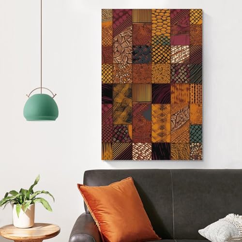 Impression sur toile moderne style africain patchwork pour déco de bureau