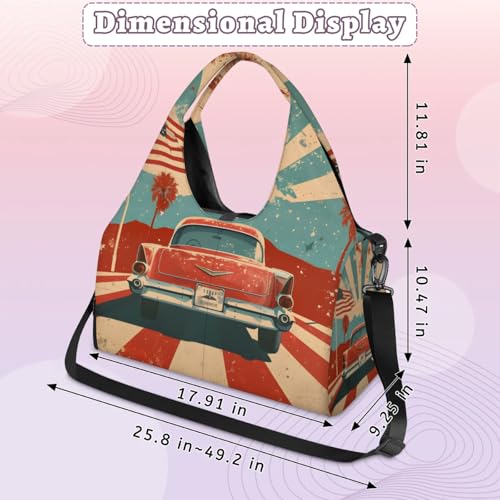 Duffel Bag Yoga Bag for WomenTower Butterflies Beach Bag with Shoe Storage & Yoga Mat Strap3