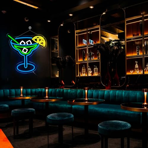Image of Cocktail Neon Signs for Wall Decor Neon Lights for Bedroom Led Business Signs Suitable for Man Cave Bar Pub Restaurant Christmas Gift Art