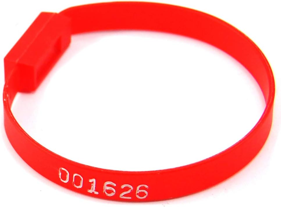 Best Promo Plastic Security Seals Numbered Tamper Truck Tags Fixed Length for Container Disposable SelfLocking Zip-Ties 8.27 Pack of 1000 (Red)