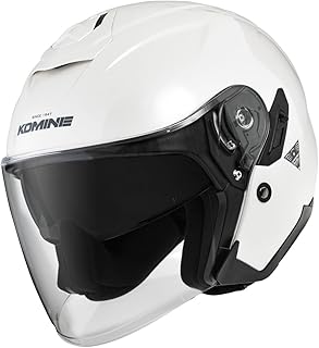 コミネ(KOMINE) バイク用 FL コンポジット FRP ジェットヘルメット パールホワイト L HK-172 UVカットシールド FRPシェル インナーバイザー マグネットバックル