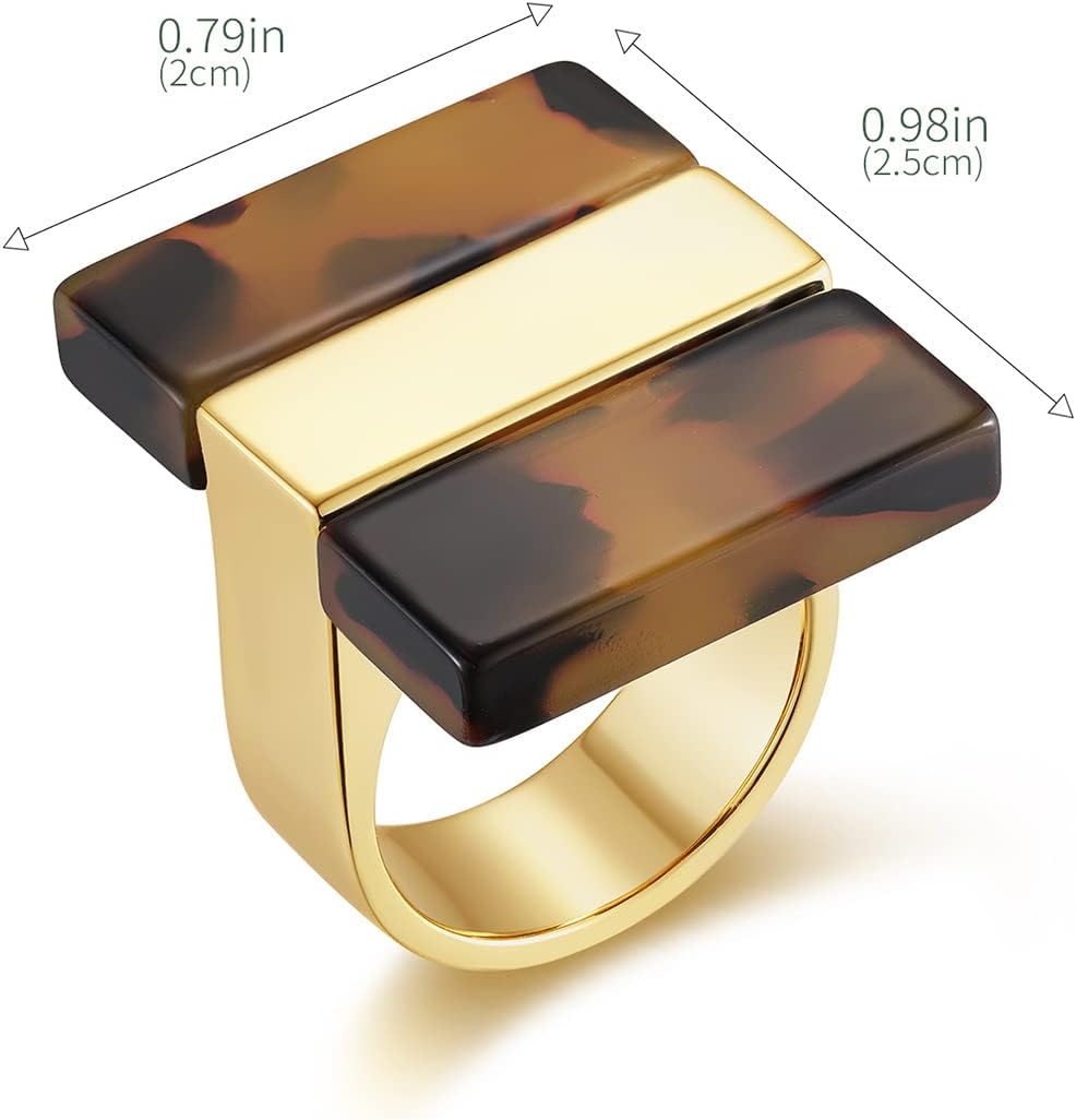 Mothers Day Gifts for Wife Leopard Ring for Women Leopard Jewelry Adjustable Gold Plated Acrylic Rings for Women Tortoise Ring Cocktail Ring