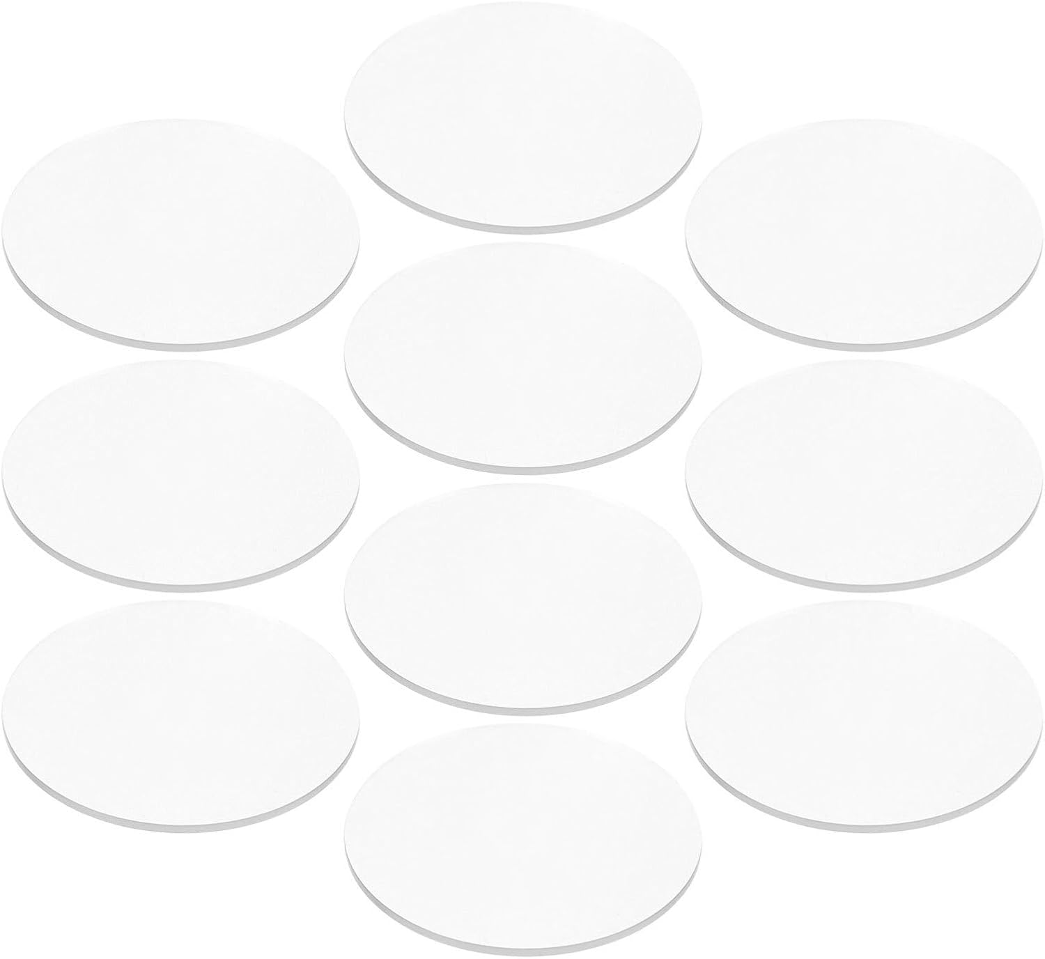 Housoutil 10pcs Round Acrylic Discs 3.9 Inch Diameter 1/8 Inch Thickness Anti-Slip Coasters with Label-Friendly Surface for Coffee Mugs and Water Cups in Shared Office Spaces