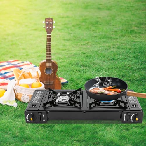 Réchaud de camping 2 feux stable avec plaque de cuisson GPL - 5