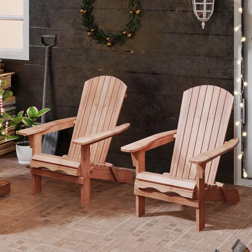 GOPLUS Chaise Adirondack, Chaise d'Extérieur Pliable avec Cadre en Bois Massif, Dossier Incurvé et Accoudoirs Larges, Capacité 180 Kg, pour Terrasse, Jardin, Bord de Piscine