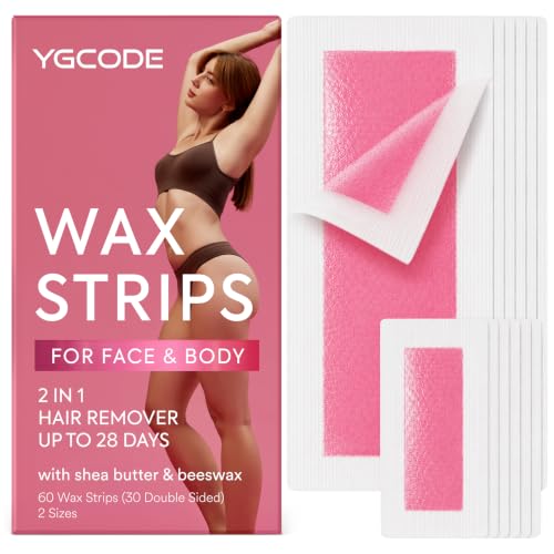 60PCS Wax Strips for Hair Removal: Waxing Kit for Women - 40 Body &amp; 20 Facial Wax Strips for Face Arms Legs Underarms Bikini with 4 Calming Oil Wipes