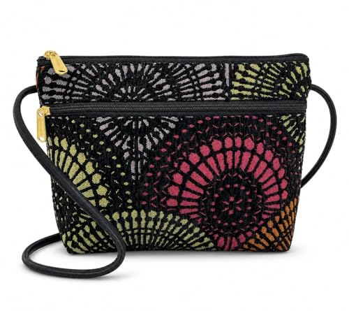 Image of Danny K. Women's Tapestry Zipper Purse Crossbody Handbag, Adjustable Cord, Handmade in USA