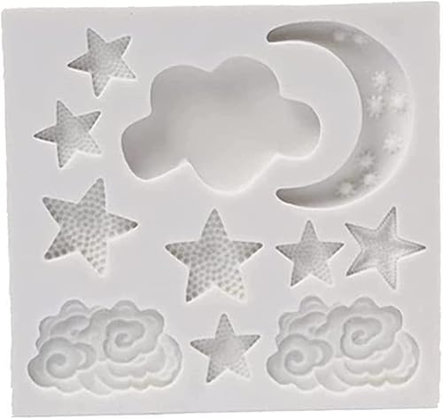 Molde de fondant de nube de arco iris, molde de silicona para chocolate con luna y estrella, molde de silicona para decoración de tartas, dulces,