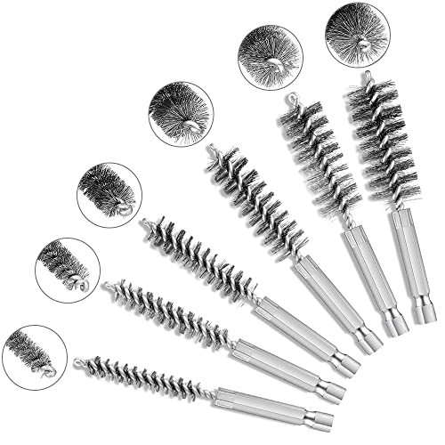 SPEACOUR 6 PCS Brosses Métalliques Perceuse 8mm,10mm,12mm,15mm,17mm,19mm Brosse de Ramonage Cheminée en Acier Inoxydable Brosses de Chaudière de Four Cylindriques pour Perceuse Électrique à Main