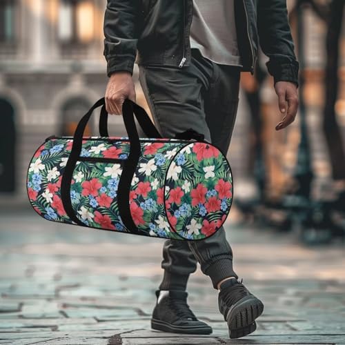 Hibiscus Flower Duffle Bag for Travel Tropical Travel Duffel Bags for Women Portable Carry On Personal Item Bag for Flying Weekender Bags with Adjustable Strap4