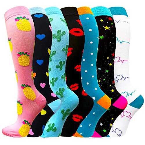 Compression Socks For Women&Men 20-30mmHg - Best for Running,Travel,Cycling,Pregnant (Large/X-Large, Mix of Colors5)