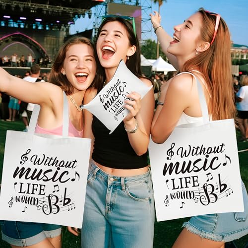 Image of Y1tvei Canvas Bags Gifts, Tote Bag with Makeup Pouch, Birthday Party Favors