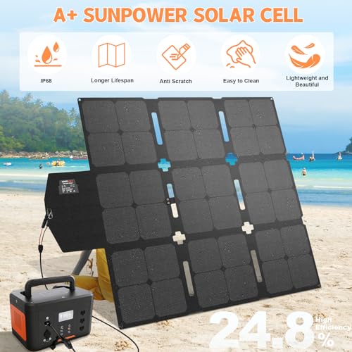 Image of SOKIOVOLA 120W Foldable Solar Panel with MC-4 Connector Portable Solar Panel for Camping Folding Solar Panel Charger for Portable Power Station Laptops RV