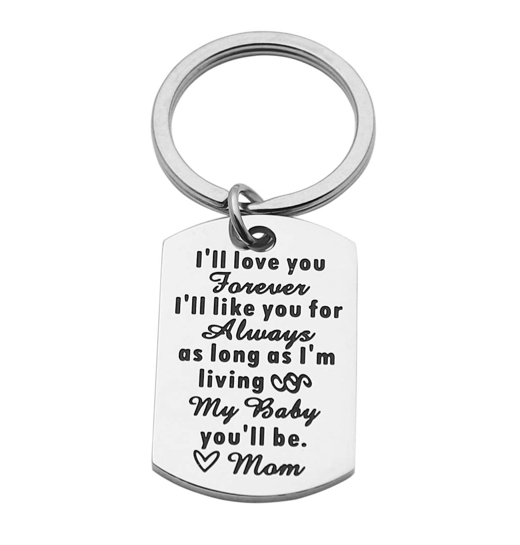 EilygenGifts for Son Personalized Dog Tag Keychain for Son I Love You Forever Key Chain Son Wedding Day Gift for Son