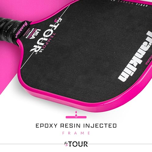 Image of Franklin Sport Pro Pickleball Paddles - FS Tour Series Carbon Fiber Paddles - Official USA Pickleball (USAPA) Approved - Tempo Pro Player - 14mm Polymer Core - Pink