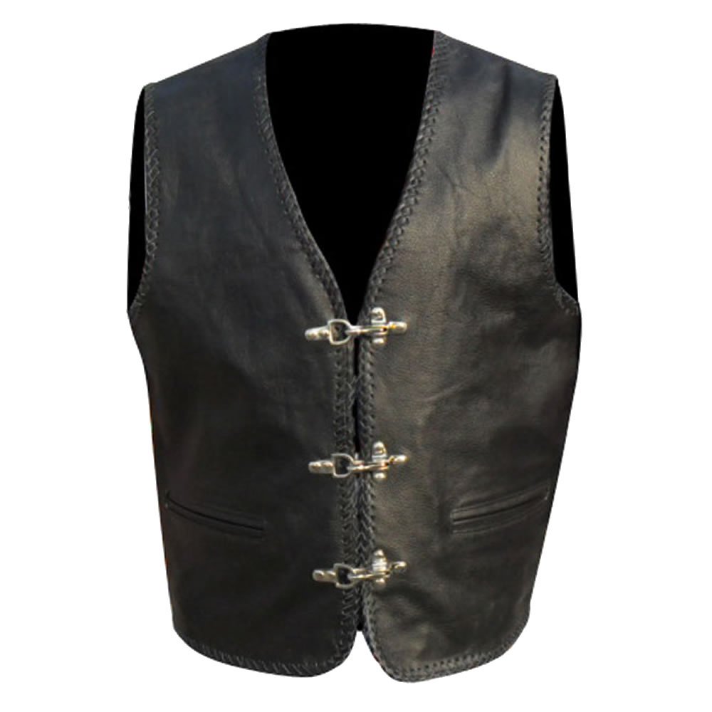 SRHides Men's Original Leather Vest Black X-Large