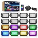 MICTUNING 2025 1000% Bright Q1 MAX RGB+IC Rock Lights,16 Pods Chasing Dreamcolor Extensible Underglow Multicolor Neon Light Underbody Lighting Kit with APP Control for Truck ATV UTV Boat