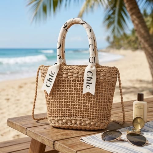 Sac à main en raphia kaki compact pour emporter vos essentiels de plage - 3