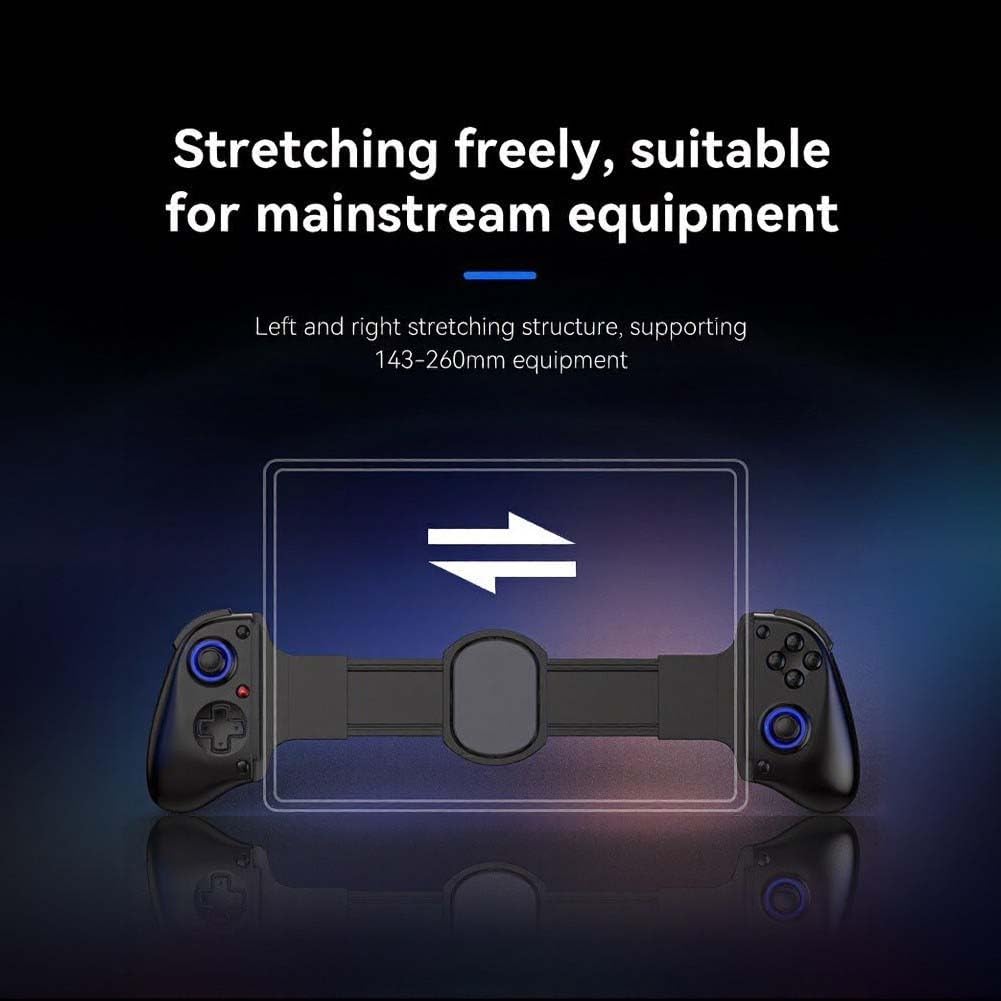 D11 - Controller di gioco telescopico, con luce RGB e vibrazione, per gamepad wireless per dispositivi Android, telefoni iOS, tablet, colore: nero