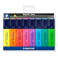 STAEDTLER 364 WP8 Textsurfer Classic Highlighter Pen - Assorted Colours (Wallet of 8)