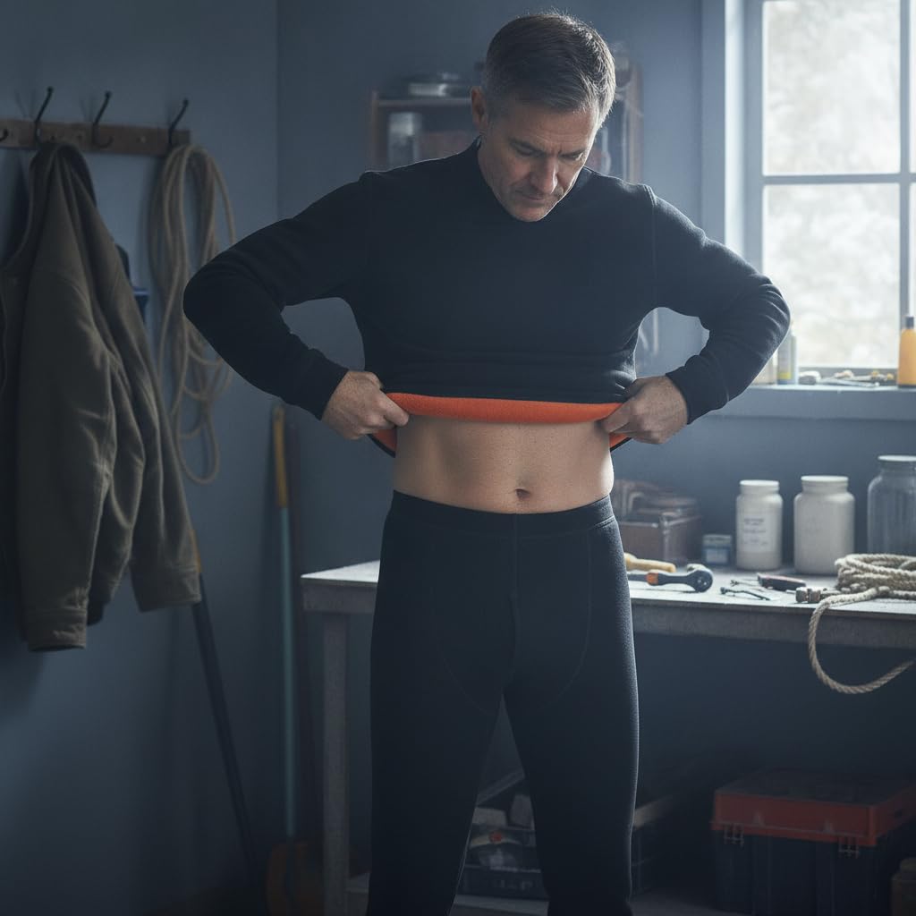 Baoblaze Set Termico Uomo in Poliestere con Strato Interno Morbido per Calore Efficace con Design Girocollo Alto per Uomo Maturo