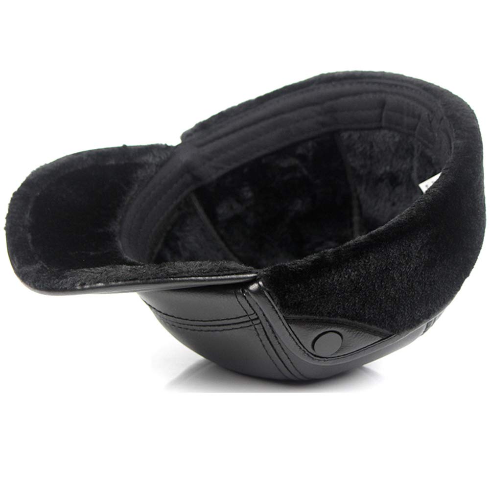 Uomo Cappellini da Baseball in Pelle Caldo Faux Pelliccia Cappello da Baseball Inverno Berretto con Paraorecchie per Padre Nonno