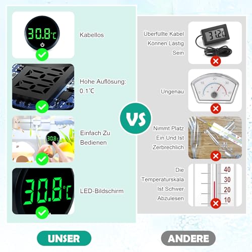 Digital Aquarium Thermometer LED Aquarium Thermometer Fish Tankthermometer Stick On Fish Tanktemperature Gauge High Precision Induction Aquariumthermometer Fishtank Accessorie - Image 3