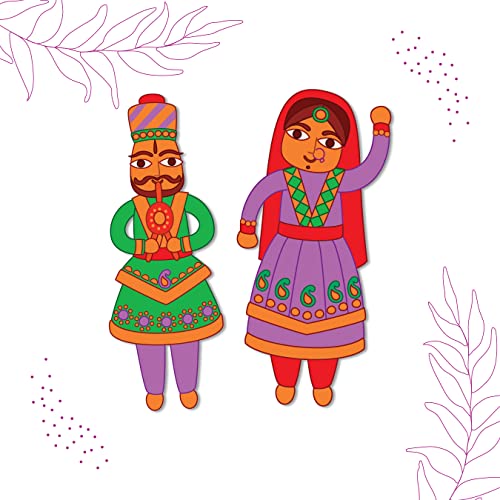 Image of Bhai Please Rajasthani Traditional Couple Theme Fridge Magnet - Couple Gift