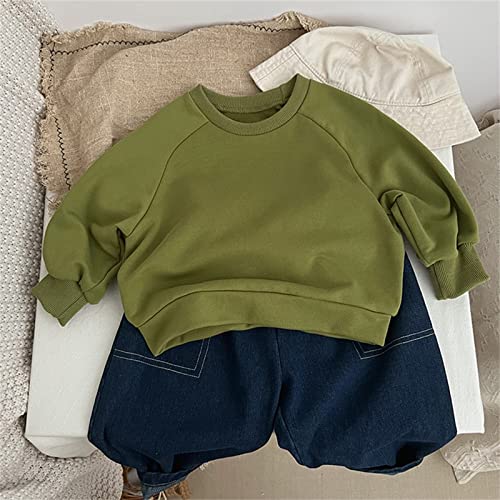 Unisex Sweatshirt Pure Color Crew Neck Pullover Long Sleeve Soft Cotton Casual T-Shirt for Kids (AG, 12-24 Months)3