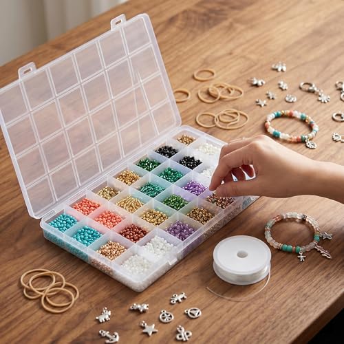 Image of MAHIONG 20PCS 28 Grids Clear Plastic Organizer Box with Fixed Dividers for Beads, Fishing Tackles & Small Parts Storage (7.9x6.2x1.2in)