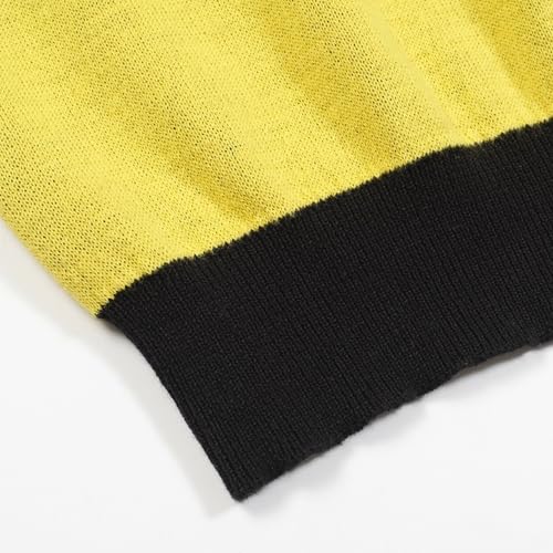 Men's Retro Knitted Poloshirt, 1960s Casual Colorblock V-Neck Polo Cotton Breathable Short Sleeve for Summer4