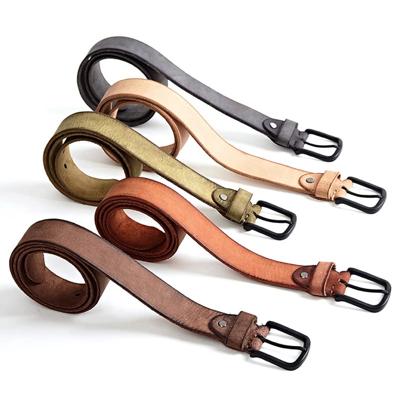 Cinturón Ajustable de Cuero Genuino, Cinturón de Cuero for Hombre, Hebilla de Metal Mate, cinturón de Cuero Suave y Resistente for Hombre sin Capa Intermedia, cinturón Masculino(Green,115)