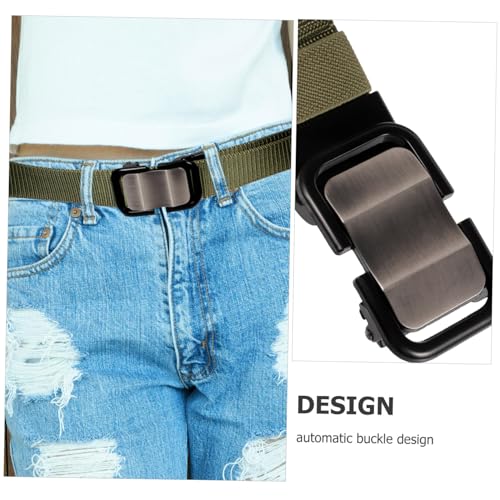 VALICLUD Stylish Men's Casual Nylon Waistbelt Automatic Buckle and Breathable Design for Comfortable Fit for Jeans and Everyday Wear Green3