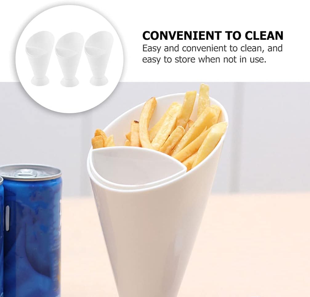 Cabilock 6pcs Cone Dip Cup Versatile Plastic Dipping Cups for French Fries Salad and Veggies Easy to Clean Reusable Ketchup Holders for Home and Restaurant Use