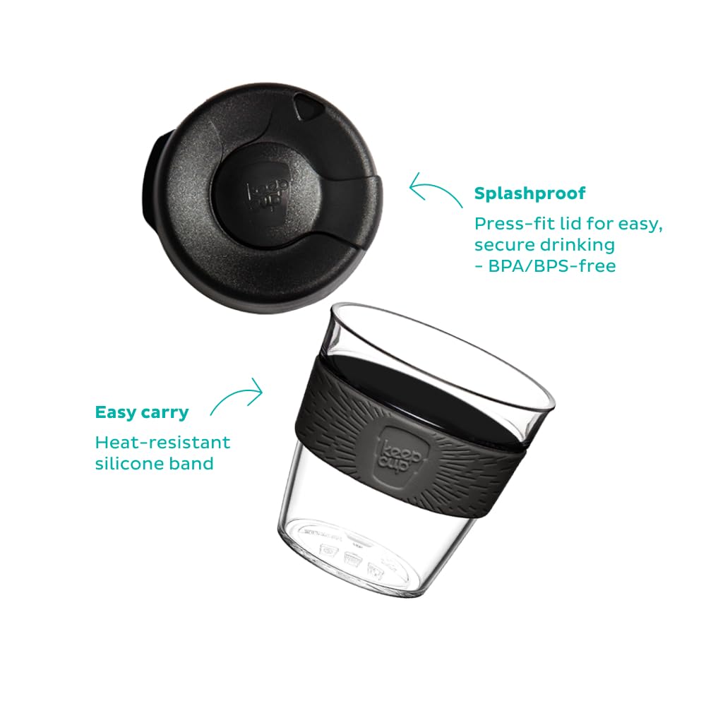 KeepCup Tasse à café originale légère et réutilisable avec couvercle anti-éclaboussures – 454 ml – Noir