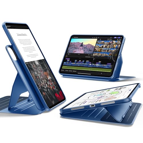 Image of ESR for iPad Pro 11 Inch Case (M5 /M4) 2025 /2024, Removable Magnetic Cover with Pencil Charging & Storage, Adjustable Portrait /Landscape Stand, 9 Standing Angles, Shift Series, Blue
