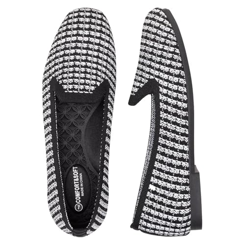 Image of Frank Mully Women's Loafer Flats Square Toe Comfortable Office Work Shoes, Cute Penny Loafer Slip On Walking Driving Shoes