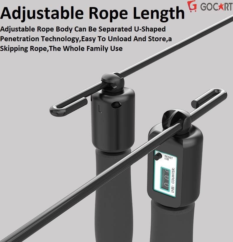Image of GOCART WITH G LOGO Jump Ropes Sports Fitness Exercise Cotton Sponge Count Rope Skipping Wire Fitness Outdoor Sporting Skip Rope (Black-)