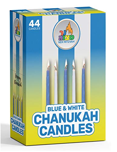 image for Ner Mitzvah Hanukkah Candles - Blue and White Chanukah Candle - Premiu