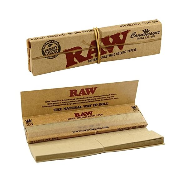 12 x RAW Classic Connoisseur Kingsize Slim Skin Rolling Papers with Roach Tips – Bild 4