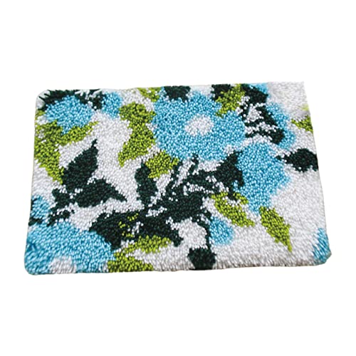 Kit broderie au crochet tapis canevas fleur bleue motif à nouer décoration chambre