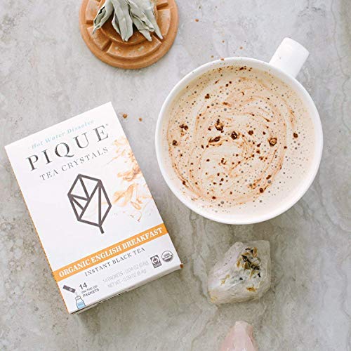 Pique Tea Organic English Breakfast Black Tea Crystals - Immune Support, Gut Health, Fasting - 14 Single Serve Sticks (Pack of 1)