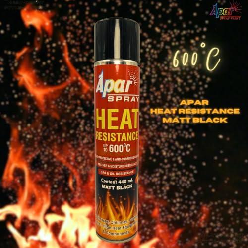 Image of APAR High Heat Resistant Spray Paint MATT BLACK (upto 600C) -440 ml, For silencer, boiler,chimneys etc (HR Matt Black)