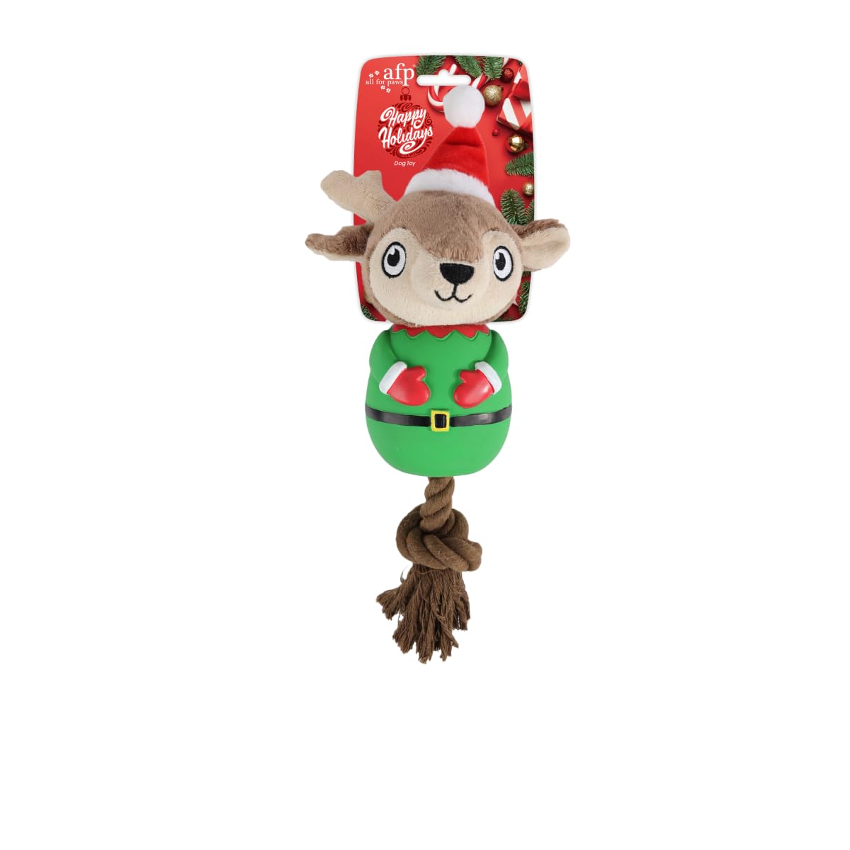 ALL FOR PAWSLatex Christmas Rope Buddy - Reindeer Little Helper