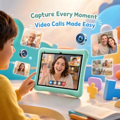 Image of ZZB 10 Inch Android 15 Tablet for Kids with Case, 8GB (3+5 Extended) RAM + 32GB Storage (Supports 1TB Micro SD), 6000mAh Long Battery, Dual Cameras, Android Tablets Tablets for Kids