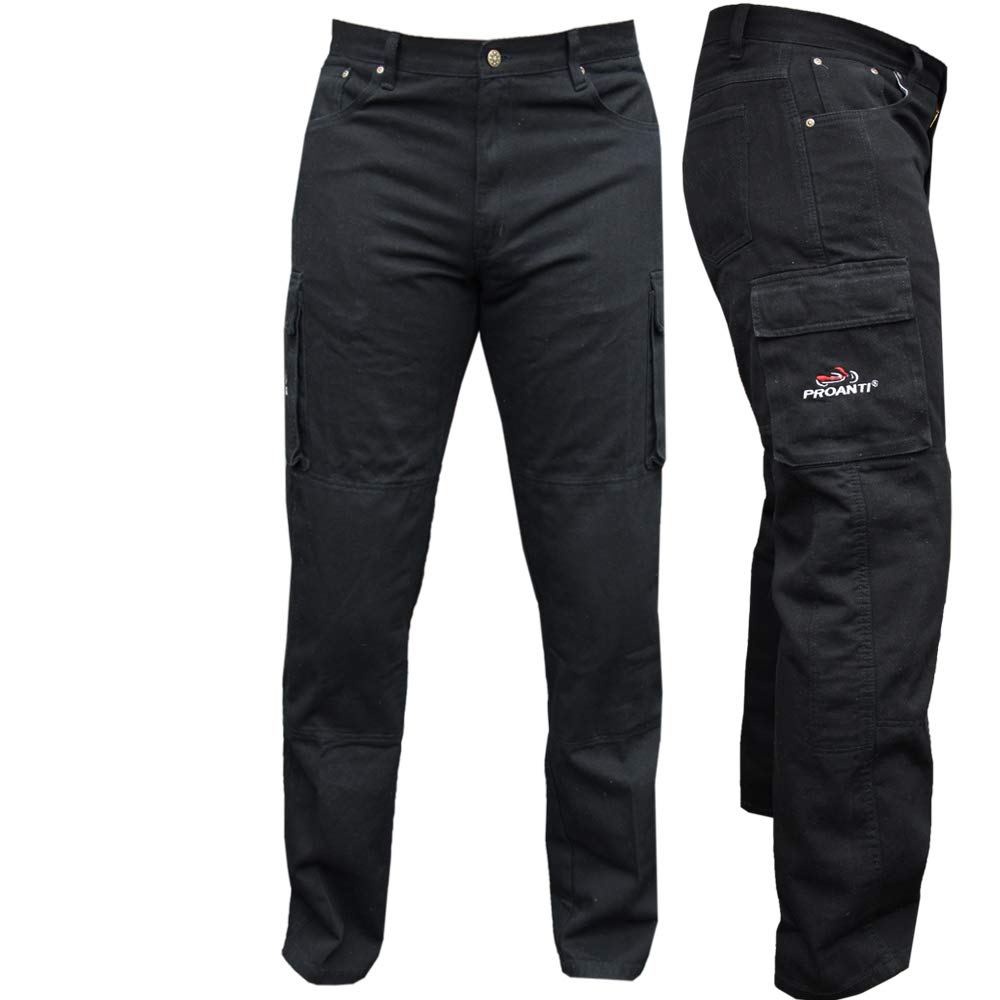 PROANTI Spodnie motocyklowe dżinsy Aramid z ochraniaczami czarny czarny M