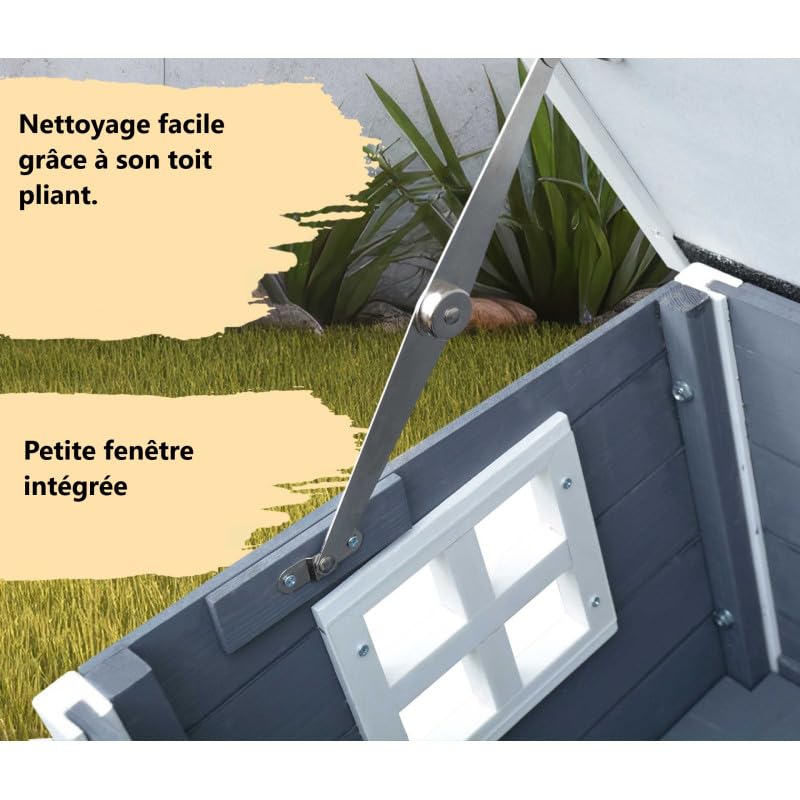 Maison pour Chat Niche avec Toit Pliable pour Exterieur et Interieur 53x45x43cm Filix Gris