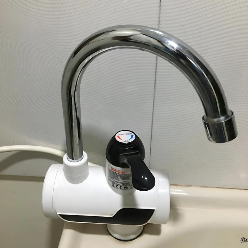 Image of Drumstone 𝟏𝟓 𝐘𝐞𝐚𝐫𝐬 𝐆𝐮𝐚𝐫𝐚𝐧𝐭𝐞𝐞 Instant hot water LED tap heater with quick heating element, ABS shockproof electric tap for home and commercial use